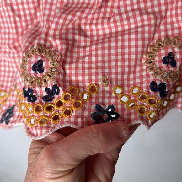 Madewell Pink Gingham Tank Top with Floral Embroidery. Size Small. - Picture 7 of 12